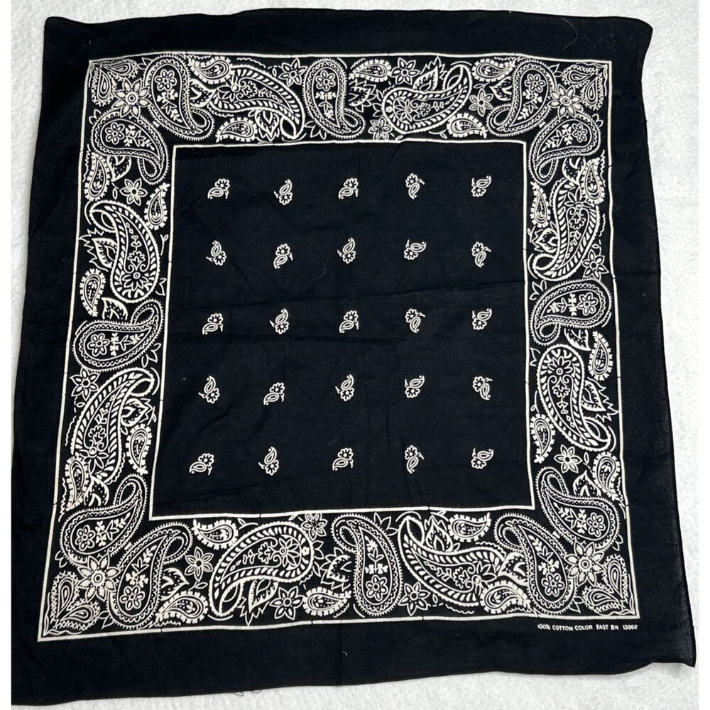 Vintage Handkerchief Bandana Blue Cotton Color Fast RN 13962 USA EUC Western